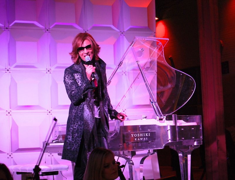 Yoshiki, from X Japan, performed a special Hello Kitty song at the pre-opening party/Gillian G. Gaar